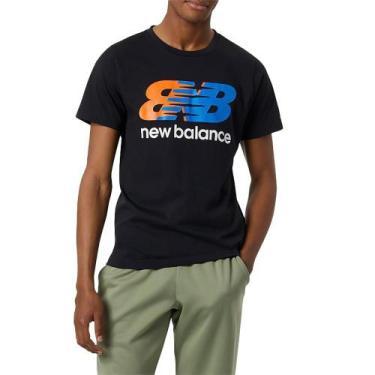 Imagem de Camiseta New Balance Heathertech Estampada Preto/Azul