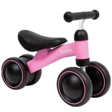 Imagem de Bicicleta Andador de Equilibrio Bebê Infantil - 4 Rodas, BUBA - Bicicleta De Equilíbrio Infantil 4 Rodas Sem Pedal (Rosa)
