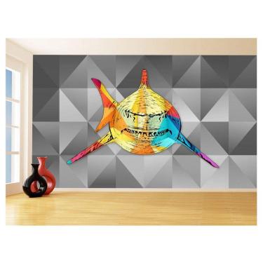 Imagem de Papel De Parede Animais Pop Art Tubarão Cores 3,5M Pxa573