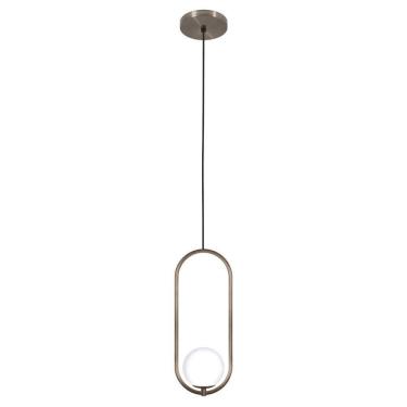 Imagem de Pendente Teto Luminária Arco Globo Vidro Cabeceira Bronze