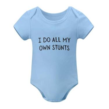 Imagem de SHUYINICE Macacão infantil engraçado para meninos e meninas, macacão premium para recém-nascidos I Do All My Own Stunts Baby Onesie, Azul-celeste, 12-18 Months