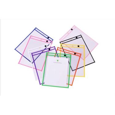 Imagem de Bolsos transparentes reutilizáveis ​​para apagamento a seco: mangas protetoras de plástico para planilhas de papel, obras de arte ou documentos de escritório – organização escolar e materiais para pro