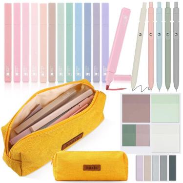 Imagem de Estojo para canetas Kisston para materiais escolares com 12 marcadores, 5 Gel Pe