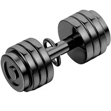 Imagem de Pingente em Aço Inox com corrente Dumbell pesos fitness academia Whey alteres
