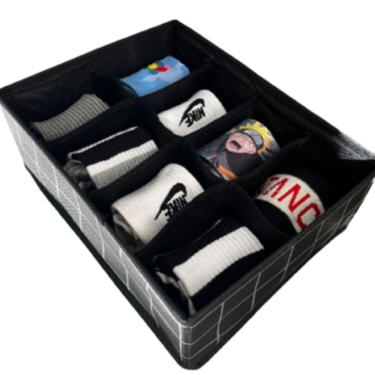 Imagem de Caixa Organizadora Multiuso Dobrável C/ 8 Divisórias Organizador de Roupa Armário e Gaveta Otimizador de Espaço