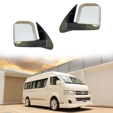 Imagem de Conjunto de espelho retrovisor adequado para Toyota Hiace Bus 2005-2018 Acessórios de espelho retrovisor do lado do motorista Luz de LED dobrável elétrico