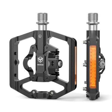 Imagem de Pedais de mountain bike com refletor - Pedal de bicicleta dupla face 9/40.6 cm, placa de dupla função e pedais sem clipe - 3 rolamentos selados Plataforma de bicicleta Pedais MTB (preto)