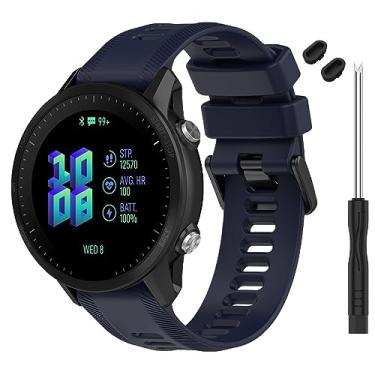 Imagem de TopPerfekt Pulseira para relógio Garmin Forerunner 955 – pulseira de substituição de silicone macio compatível com relógio inteligente 955 para mulheres e homens, azul marinho
