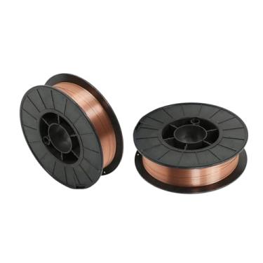 Imagem de findmall ER70S-6 Fio de solda MIG de aço suave de 0,023 polegadas, baixo respingo, adequado para todas as posições, soldagem a gás, carretel de 4,5 kg, 2 rolos