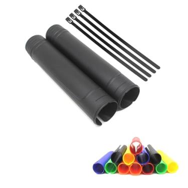 Imagem de 2 peças de proteção universal de amortecedor de motocicleta capa de amortecimento contra poeira botas de garfo de bicicleta suja protetores de choque para Yamaha Honda Suzuki Kawasaki Harley (preto)