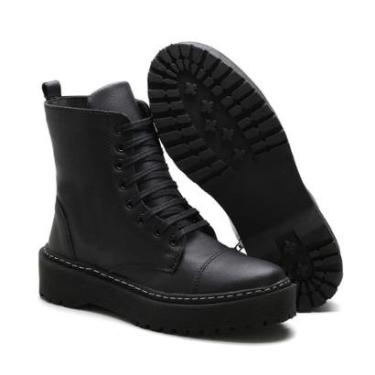 Imagem de Bota Coturno Feminina Tratorada Salto Alto Conforto-Feminino