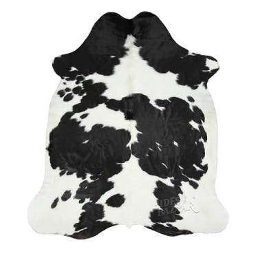 Imagem de HIDES BAZAAR Tapete preto e branco premium de vaca com padrão preto e branco para casa e escritório - Tapete clássico preto e branco feito com couro de vaca bronzeado de verdade - Tapetes de pele de