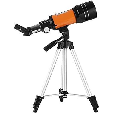 Imagem de Luneta refrator com tripé 5x24, filtro de lua, lente 3x para observação de estrelas, observação de pássaros, acampamento, telescópio astronômico de 70mm, laranja, a