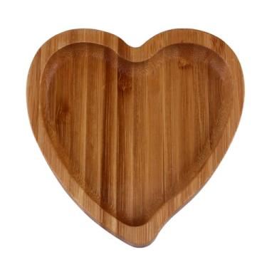 Imagem de 1pc Amor Bandeja De Bambu Prato De Frutas Em Forma De Coração Jóias Bandeja De Comida Biscoitos Havaianos Porta Brincos Bandeja De Coração De Madeira Prato De Servir De Madeira Suporte De Brincos Band
