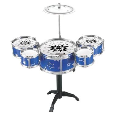 Imagem de Generic Conjunto de bateria infantil, mini conjunto de instrumentos de bateria para presentes de aniversário de meninas pré-escolares , Azul