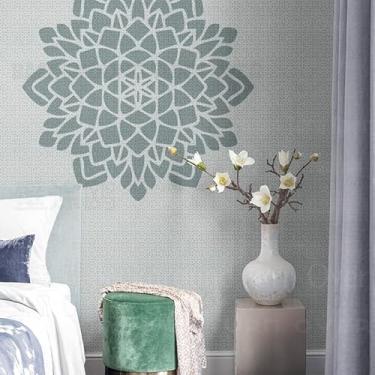 Imagem de 80 cm mandala gigante enorme henna indiana árabe étnica redonda flor lótus estêncil mandala para paredes grande modelo de móveis pintura grande azulejo nicho padrões de parede modelos para padronizar