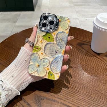 Imagem de Blu-ray flores capa de telefone para iphone 15 14 13 12 11 pro max lente filme tudo incluído capa, a4, para iphone 13