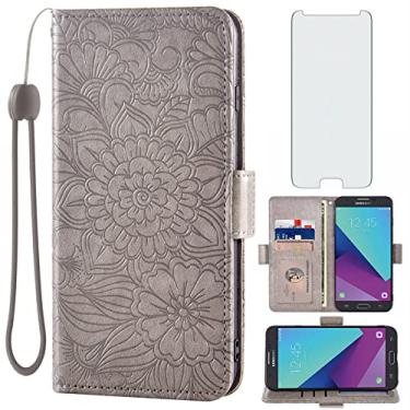 Imagem de Capa carteira compatível com Samsung Galaxy J7 Prime 2017 J 7 Skypro Sky Pro J7V V S727VL e protetor de tela de vidro temperado com porta-cartões para Glaxay Halo 7J Perx J7prime feminino masculino