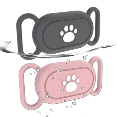 Imagem de Pacote com 2 suportes de coleira de cachorro à prova d'água compatível com Samsung Galaxy SmartTag2, suporte de silicone para rastreador GPS para Smart Tag2, capa antiperda de coleira Tag2 pata (cinza