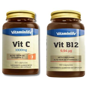 Imagem de Kit Vitaminlife Vitamina B12 60 Caps + Vitamina C 60 Caps - Vitaminlife-Unissex