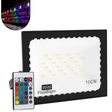 Imagem de Refletor Led Holofote 100W Bivolt Rgb Colorido C/ Controle - Ry