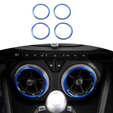 Imagem de RT-TCZ cobertura de saídas de ar condicionado saídas de ventilação capa de acabamento ABS moldura de decoração bisel para Chevrolet Camaro 2017 2018 2019 2020 azul