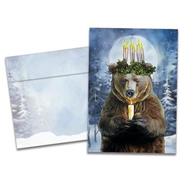 Imagem de Tree-Free Greetings Bear Light Solstice Cards - 10 cartões reciclados 12 x 17 cm e envelopes correspondentes, cartolina grossa, feito de forma sustentável nos EUA - Imagens de inspiração nórdica