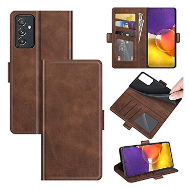 Imagem de Capa para Samsung Galaxy Quantum 2, carteira de couro PU premium estilo livro ímã capa flip dobrável suporte capa com compartimentos para cartão para Samsung Galaxy A82 5G capa de telefone (marrom)