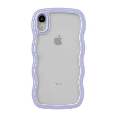 Imagem de Caseative Capa para iPhone Xr, linda moldura ondulada encaracolada à prova de choque macia compatível com iPhone (roxo, iPhone Xr)