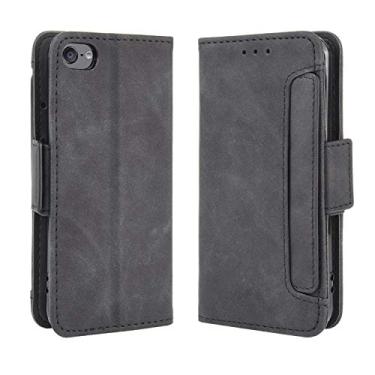 Imagem de Capa com compartimento para cartão para iPod Touch 5, capa flip carteira de couro para iPod Touch 5, capa magnética retrô para celular, capa carteira com compartimentos para cartões