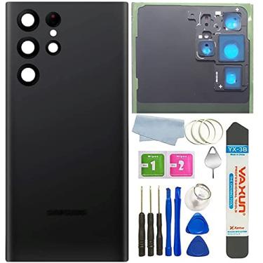 Imagem de Capa de vidro ultra traseira para Galaxy S22 à prova d'água com lente de vidro da câmera e peças de substituição de fita para Samsung Galaxy S22 Ultra S908 todas as versões + ferramentas (preto