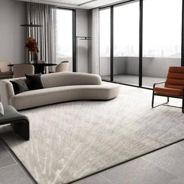 Imagem de Tapete cinza claro de luxo moderno para decoração de sala de estar, carpetes para corredor, escritório, tapete grande para quarto, cabeceira, H, 200 x 290 cm, 78,7 x 114 pol.