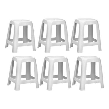 Imagem de Conjunto Com 6 Banquetas Adulta Plástico Resistente Branca
