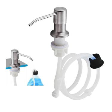 Imagem de Dispenser Sabao Detergente Liquido Pia Cuba Cozinha Banheiro Mangueira Embutir Bico Dosador Suporte