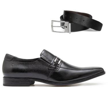 Imagem de Sapato Social De Couro Democrata Metropolitan Prime 244102 + Cinto Dupla Face