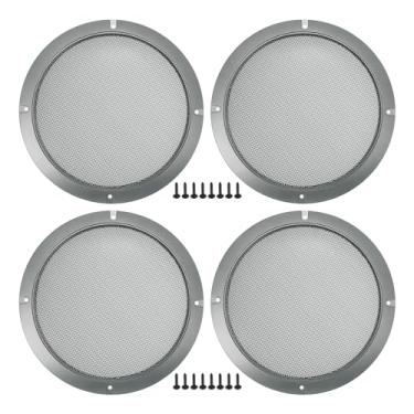 Imagem de ACROPIX Capa universal para grades de alto-falante de carro de 20,32 cm em malha redonda de 20,32 cm caixa protetora de subwoofer com parafusos de montagem cinza ferro - pacote com 4
