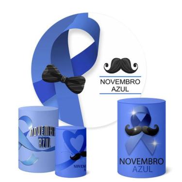 Imagem de Trio Capas Cilindro + Painel Redondo 1,50m Novembro Azul - Fadrix, K1N