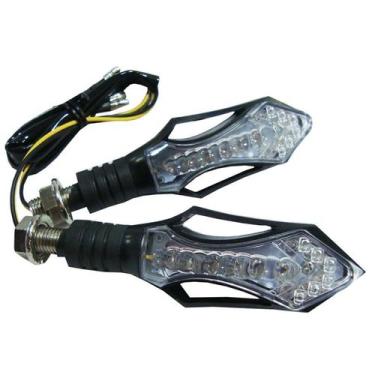 Imagem de Pisca Led Vazado Hornet Fazer Cb300 Xj6 Z750 Twister Preto Lente Crist