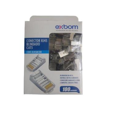 Imagem de 100 Conectores Blindados Rj45 Cristal 8 Vias Cat5e Exbom