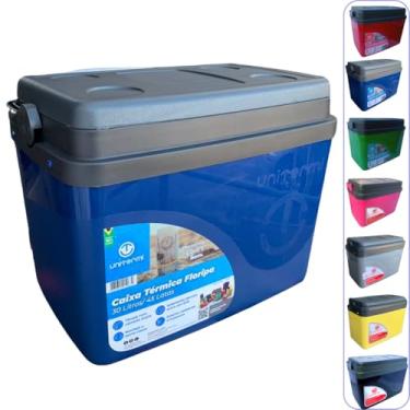 Imagem de Caixa térmica Cooler 30L Alça Tampa bandeja Floripa Unitermi Cerveja Água Suco Praia Churrasco (AZUL)
