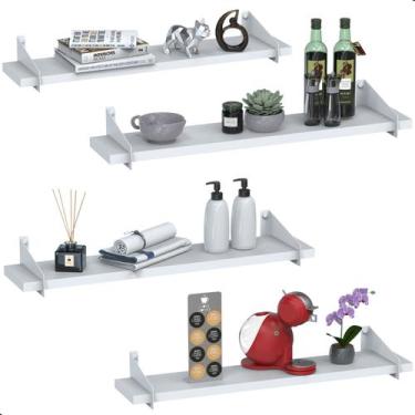 Imagem de 4 Prateleiras De Madeira Estilo Industrial Suspensa Max50b - CasaMóvei