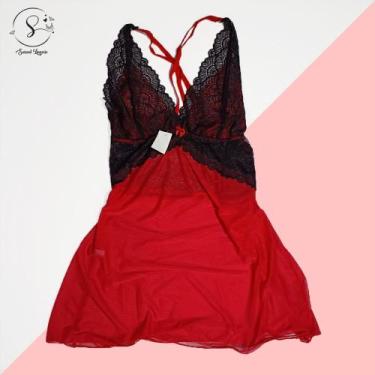 Imagem de Camisola Rendada Sem Bojo Sexy Bicolor Vestido Para Dormir Confortável