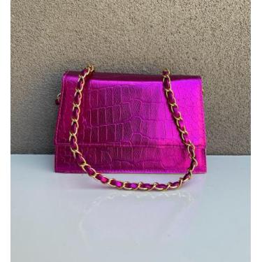 Imagem de Bolsas Feminina Transversal Ombro Mão Alça Corrente - SEM MARCA, Pink,