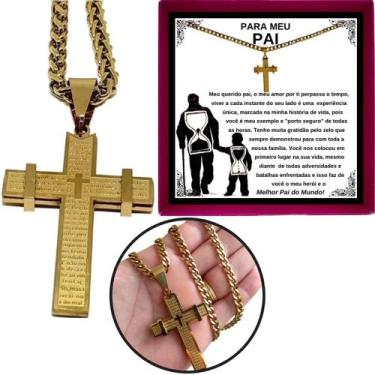 Imagem de Corrente Prata 925 Pingente Crucifixo Presente Aniversártio Pai Filho 