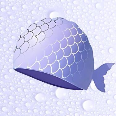 Imagem de Touca De Natação  Infantil Impermeável Profissional Peixe - Hero Band,