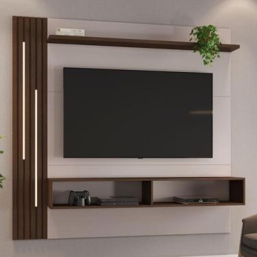 Imagem de Painel para TV Até 65 Polegadas Agrado 3 Prateleiras com Led Off Café/