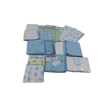 Imagem de Kit 19 peça Fraldas Cueiros Babadores Enxoval De Bebe menino - Dugu