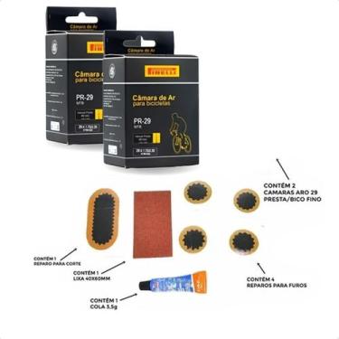 Imagem de 2 Câmara De Ar Pirelli 29x1.75/2.35 Mtb Presta + Kit Remendo, PR-29 Vá