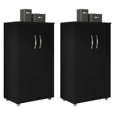 Imagem de Kit 2 Armários Organizador Multiuso Rosana 2 Portas Preto - Desk Desig
