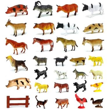 Imagem de Coleção Animais Fazenda Boi Vaca Cachorro Cavalos Cercado Montar Cenários Maquetes